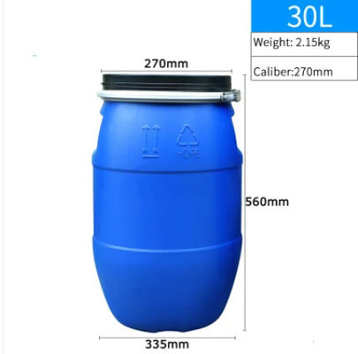 Biru 30L Plastik Barrel Tighthead Drum Plastik Terbuka Tahan Air