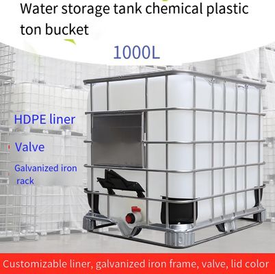 Wadah Air Plastik 1000L HDPE White IBC Tank Chemical Storage