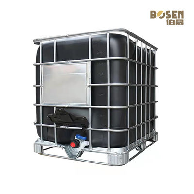 Tangki Tote Kimia IBC Fungsional 1000L Bentuk Persegi Warna Hitam