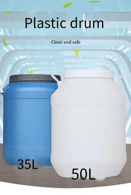 Wadah Kimia Plastik 50L Dapat Digunakan Kembali Dengan Tutup Bulat Putih HDPE