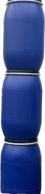 200L Blue Plastic Barrel Drum Dengan Handle Dan Hoop Baja Untuk Penyimpanan Kimia